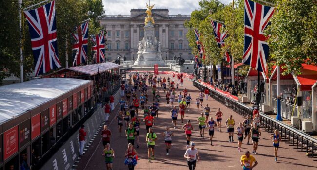 Runners taking part in a road race